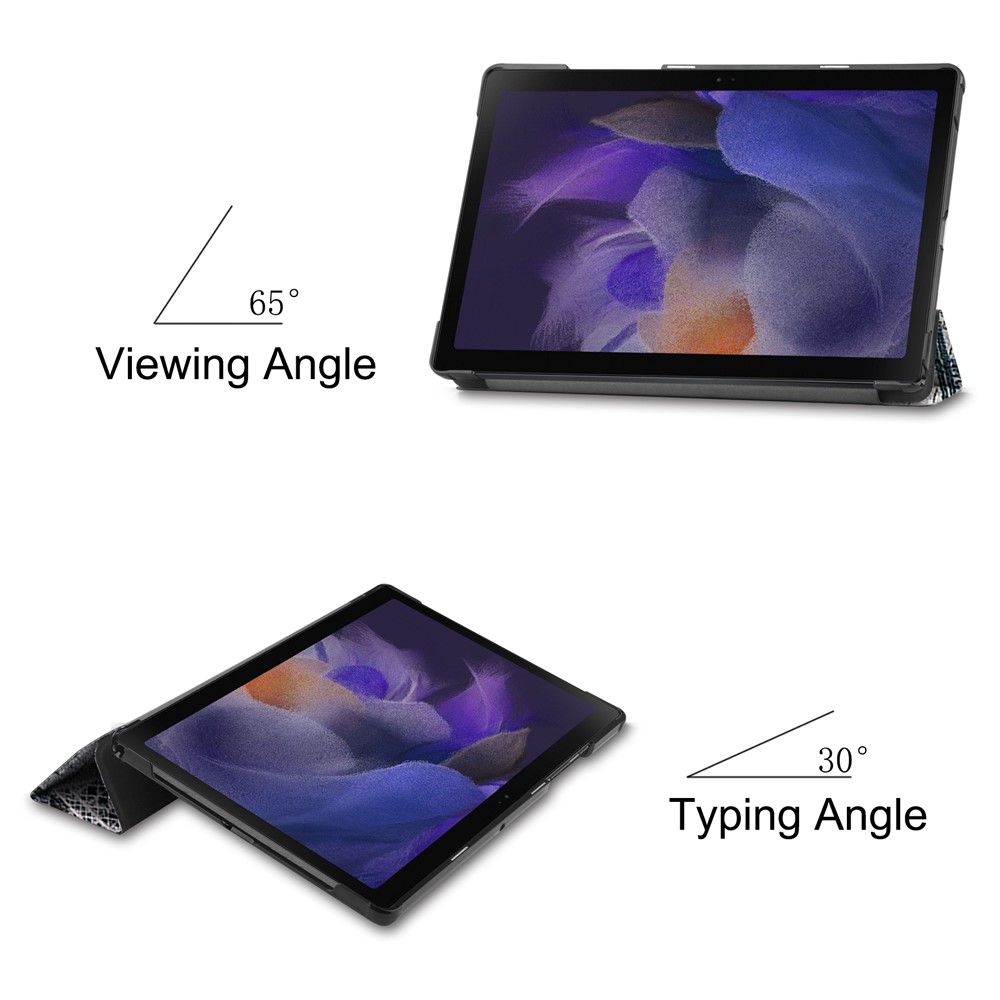 Trifold Stand Pattern Printing Hard PC Soft PU Leather Tablet Cover with Auto Sleep/Wake for Samsung Galaxy Tab A8 10.5 (2021) SM-X205 / SM-X200 - Eiffel Tower and Map-3