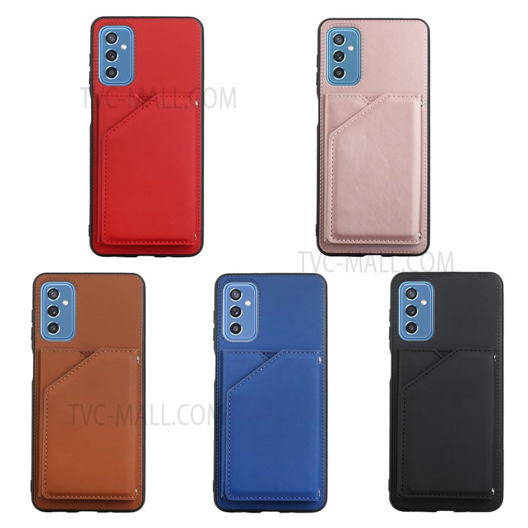 Skin-touch Feel Kickstand Card Holder Scratch-resistant Solid Color PU Leather Coated Protective Case Cover for Samsung Galaxy M52 5G - Black-9