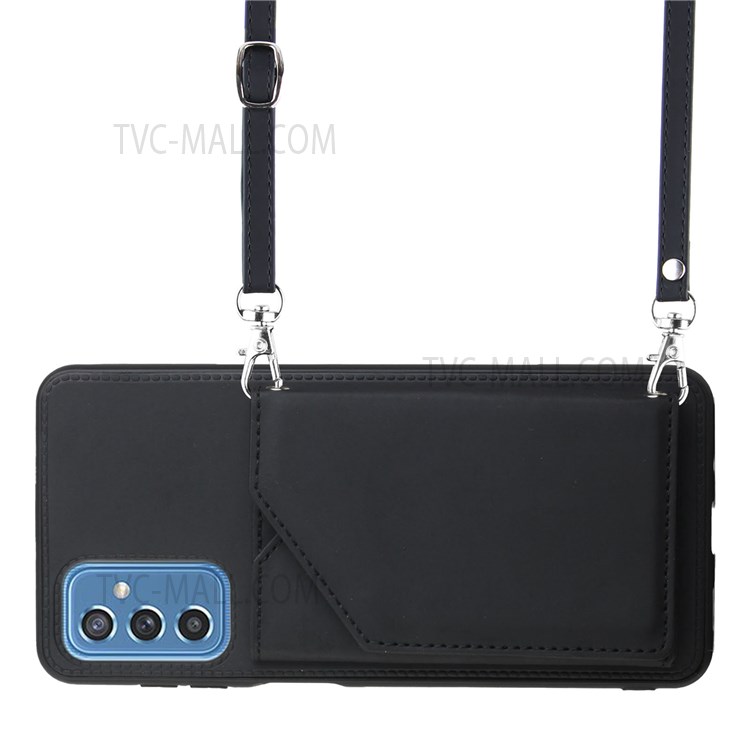 Multiple Card Slots Kickstand Shockproof Anti-fall PU Leather + TPU Phone Cover with Shoulder Strap for Samsung Galaxy M52 5G - Black-5