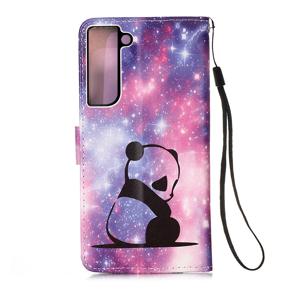 Stand Feature Pattern Printing PU Leather Wallet Magnetic Flip Protective Cover with Wrist Strap for Samsung Galaxy S22 Plus - Baby Panda-3
