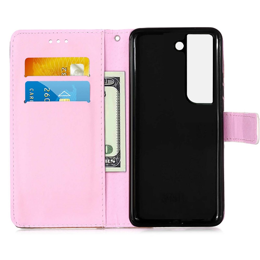 Stand Feature Pattern Printing PU Leather Wallet Magnetic Flip Protective Cover with Wrist Strap for Samsung Galaxy S22 Plus - Baby Panda-4