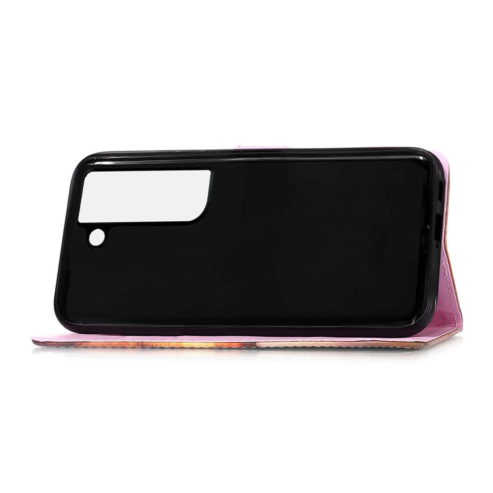 Stand Feature Pattern Printing PU Leather Wallet Magnetic Flip Protective Cover with Wrist Strap for Samsung Galaxy S22 Plus - Baby Panda-5