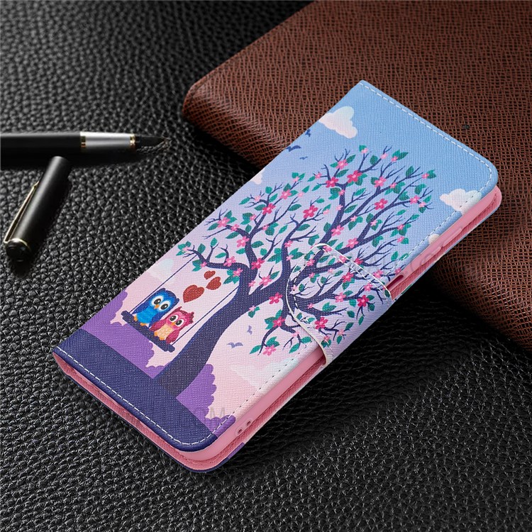 Pattern Printing Folio Flip Shock Absorption Leather Stand Wallet Phone Case for Samsung Galaxy A13 5G - Two Owls-6
