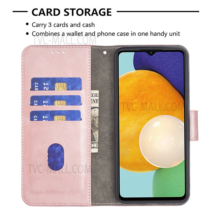 BINFEN COLOR BF04 Fashionable Style Crocodile Texture Leather Phone Case Cover with Wallet Stand Design for Samsung Galaxy A13 5G - Rose Gold-3
