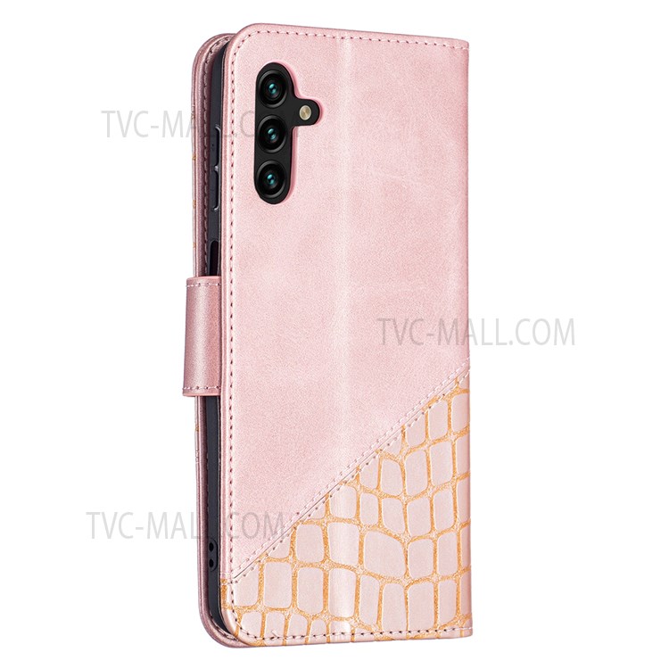 BINFEN COLOR BF04 Fashionable Style Crocodile Texture Leather Phone Case Cover with Wallet Stand Design for Samsung Galaxy A13 5G - Rose Gold-5