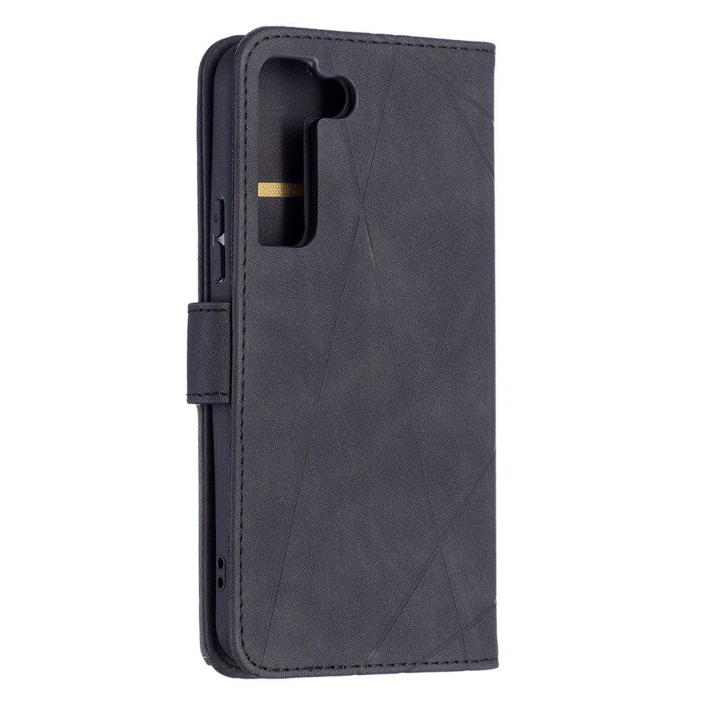 BINFEN COLOR BF05 Stylish Geometric Imprinted PU Leather Case Wallet Stand Flip Protective Cover for Samsung Galaxy S22 - Black-5