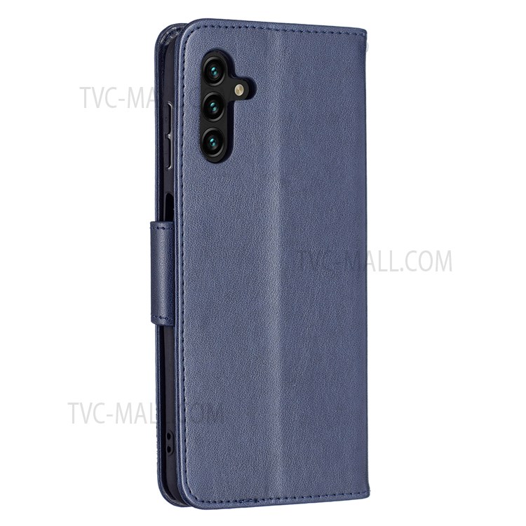 Phone Shell Imprint Butterfly Pattern Stylish Full Protection Stand Wallet Leather Cover with Strap for Samsung Galaxy A13 5G - Dark Blue-5