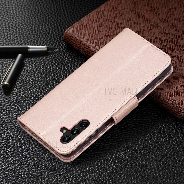 Phone Shell Imprint Butterfly Pattern Stylish Full Protection Stand Wallet Leather Cover with Strap for Samsung Galaxy A13 5G - Rose Gold-8