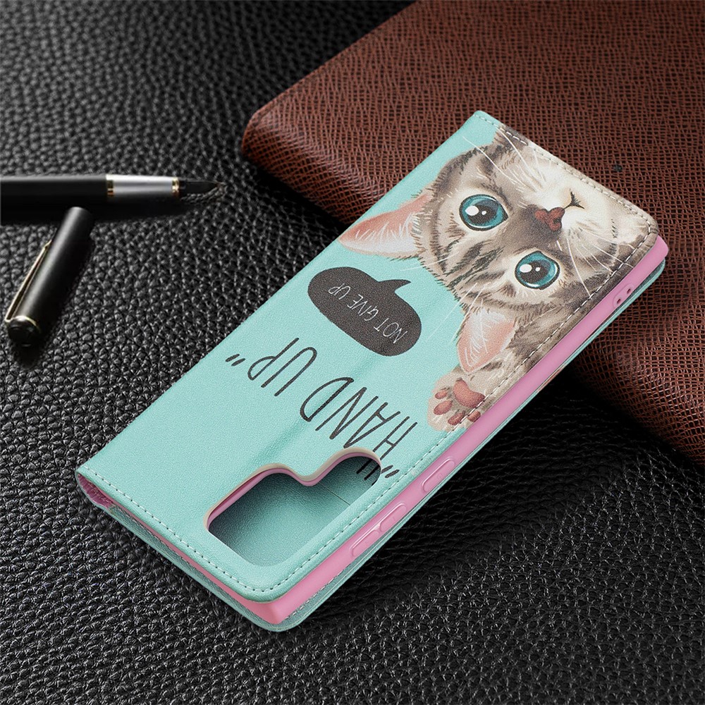Pattern Printing PU Leather Magnetic Adsorption Case Stand Feature Flip Folio Wallet Phone Cover for Samsung Galaxy S22 Ultra - Cat-8