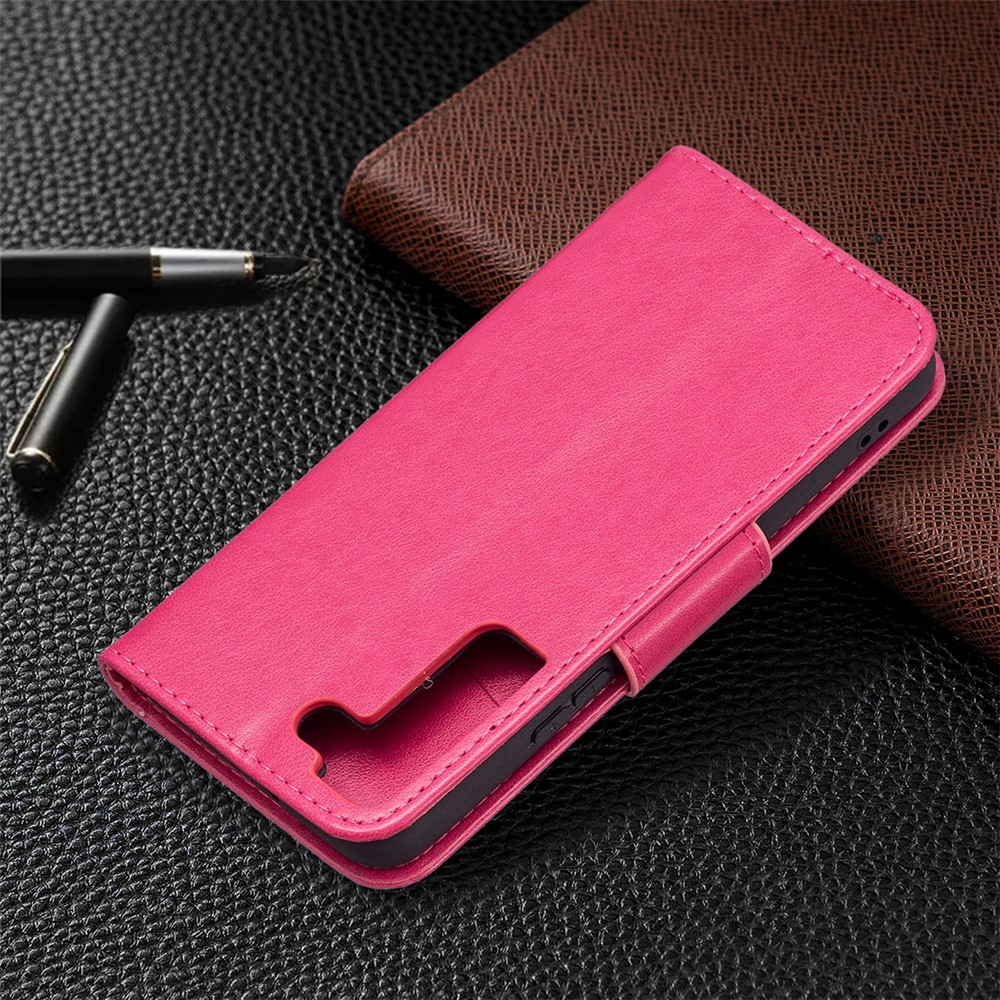 Phone Case Imprint Butterfly Pattern Anti-scratch Stylish Handy Strap Wallet Leather Cover with Stand for Samsung Galaxy S22 Plus - Rose-7