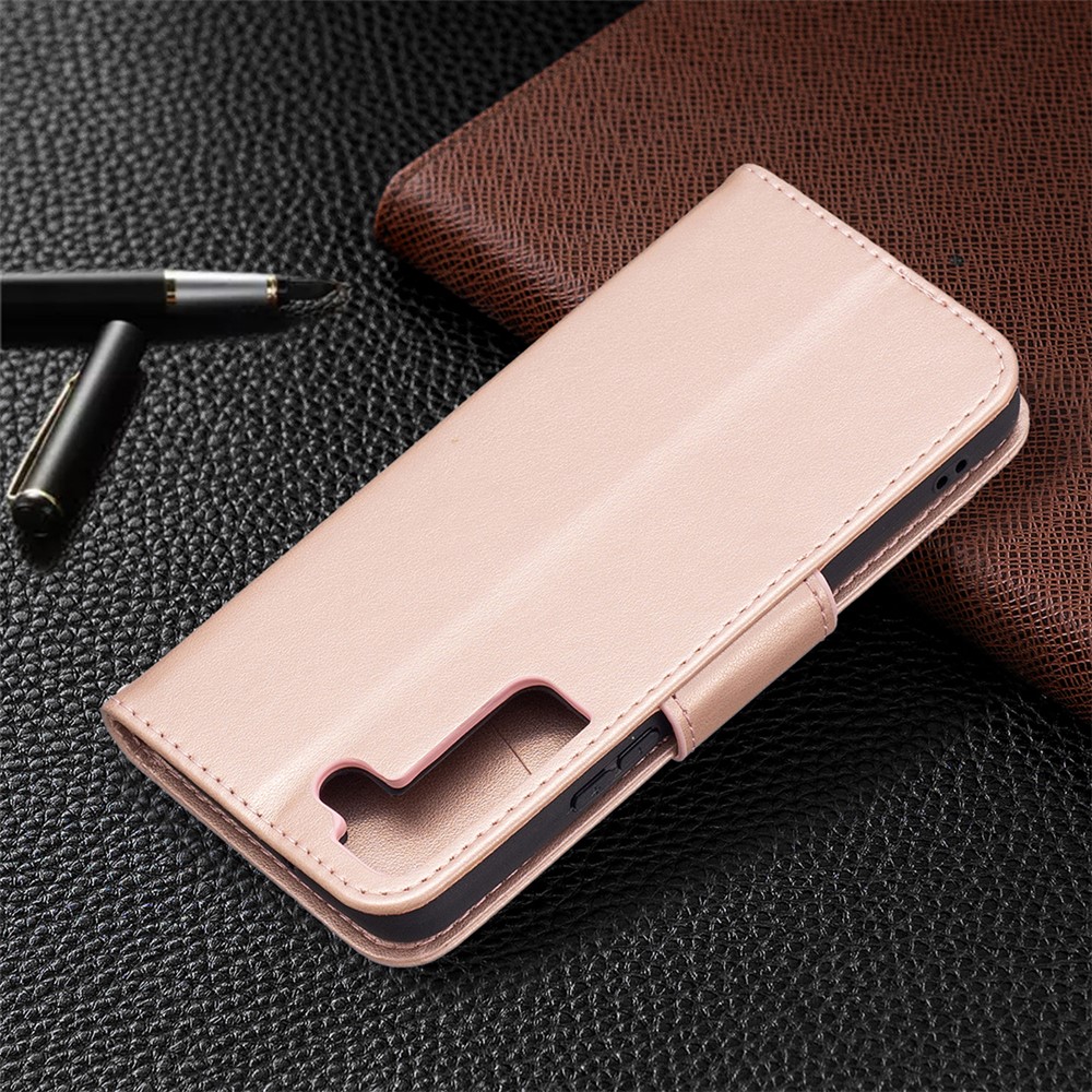 Phone Case Imprint Butterfly Pattern Anti-scratch Stylish Handy Strap Wallet Leather Cover with Stand for Samsung Galaxy S22 Plus - Rose Gold-7