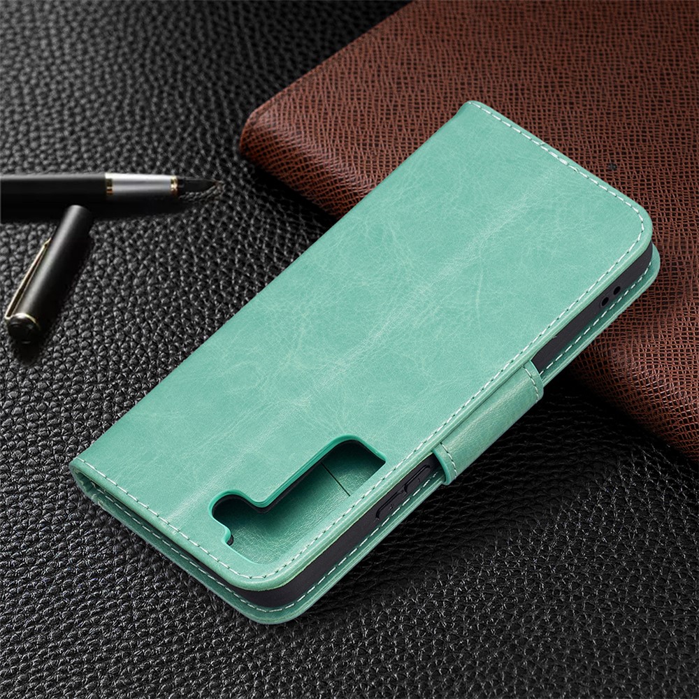Phone Case Imprint Butterfly Pattern Anti-scratch Stylish Handy Strap Wallet Leather Cover with Stand for Samsung Galaxy S22 Plus - Green-7