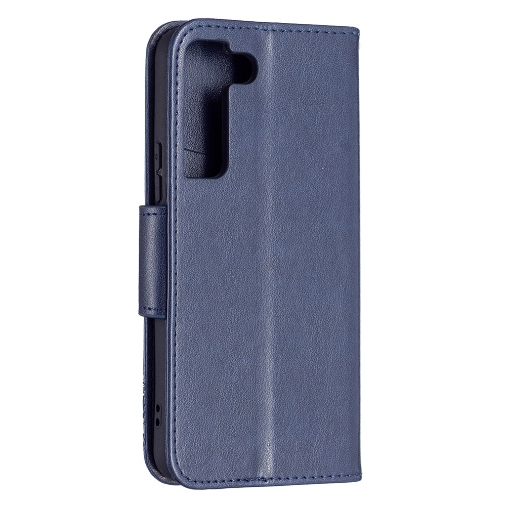 Phone Case Imprint Butterfly Pattern Anti-scratch Stylish Handy Strap Wallet Leather Cover with Stand for Samsung Galaxy S22 Plus - Dark Blue-3