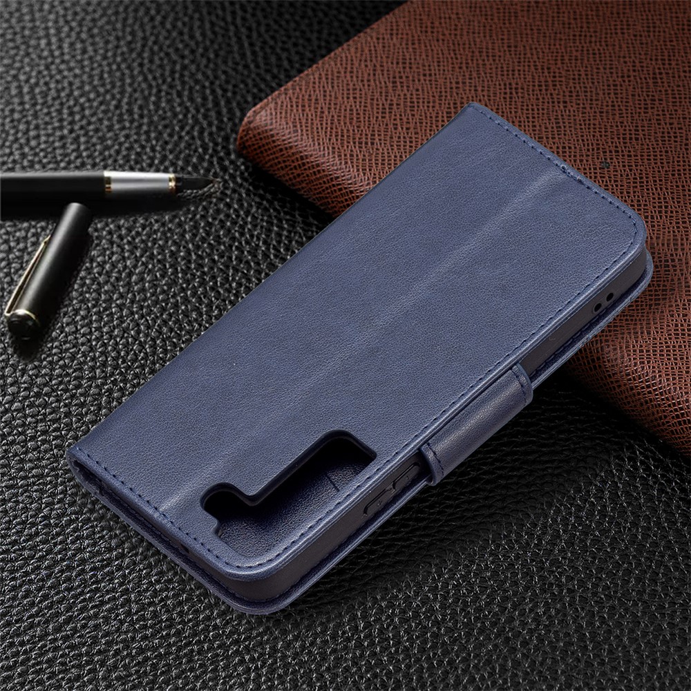 Phone Case Imprint Butterfly Pattern Anti-scratch Stylish Handy Strap Wallet Leather Cover with Stand for Samsung Galaxy S22 Plus - Dark Blue-7
