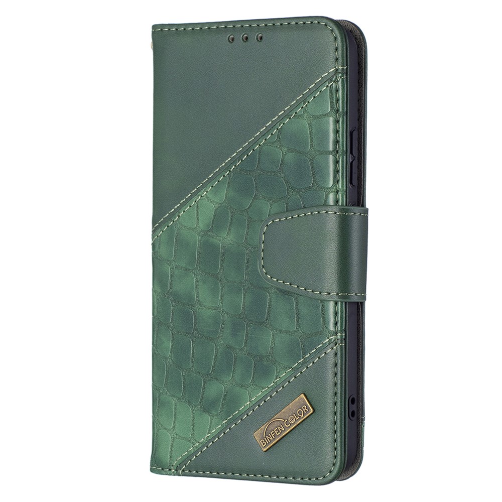 BINFEN COLOR BF04 Crocodile Texture Leather Phone Protector Case Cover with Wallet Stand Feature for Samsung Galaxy S22 Plus - Green-4