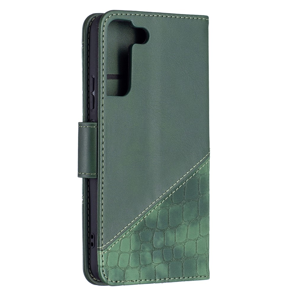 BINFEN COLOR BF04 Crocodile Texture Leather Phone Protector Case Cover with Wallet Stand Feature for Samsung Galaxy S22 Plus - Green-5