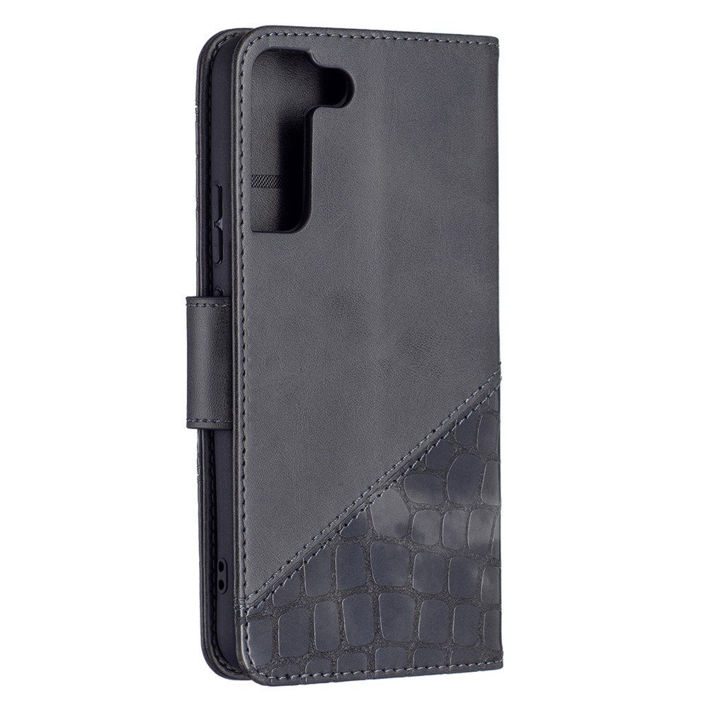 BINFEN COLOR BF04 Crocodile Texture Leather Phone Protector Case Cover with Wallet Stand Feature for Samsung Galaxy S22 Plus - Black-5