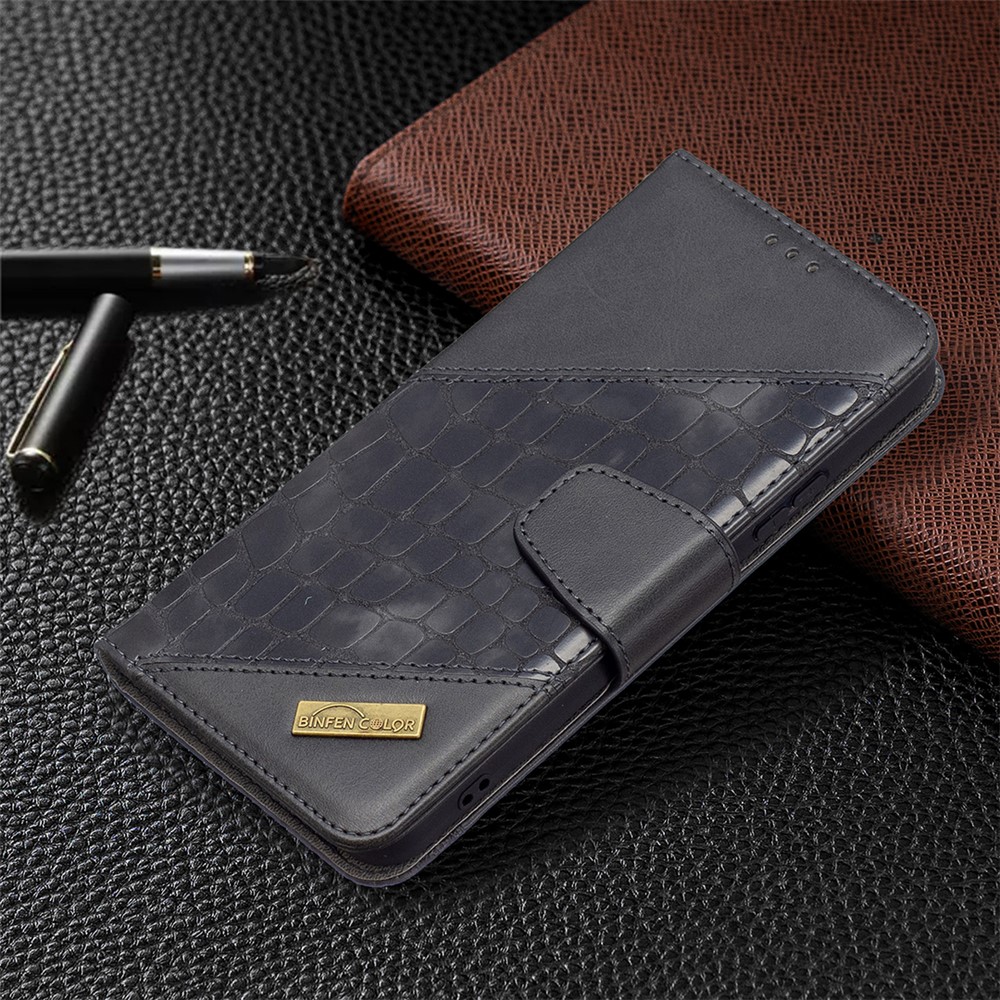 BINFEN COLOR BF04 Crocodile Texture Leather Phone Protector Case Cover with Wallet Stand Feature for Samsung Galaxy S22 Plus - Black-6