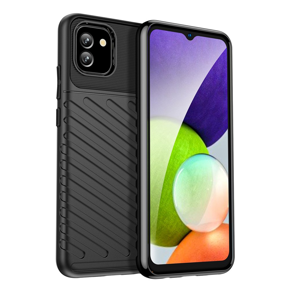 Thunder Series Twill Design Thickened TPU Shockproof Anti-Scratch Protective Cover Case for Samsung Galaxy A03 - Black-1
