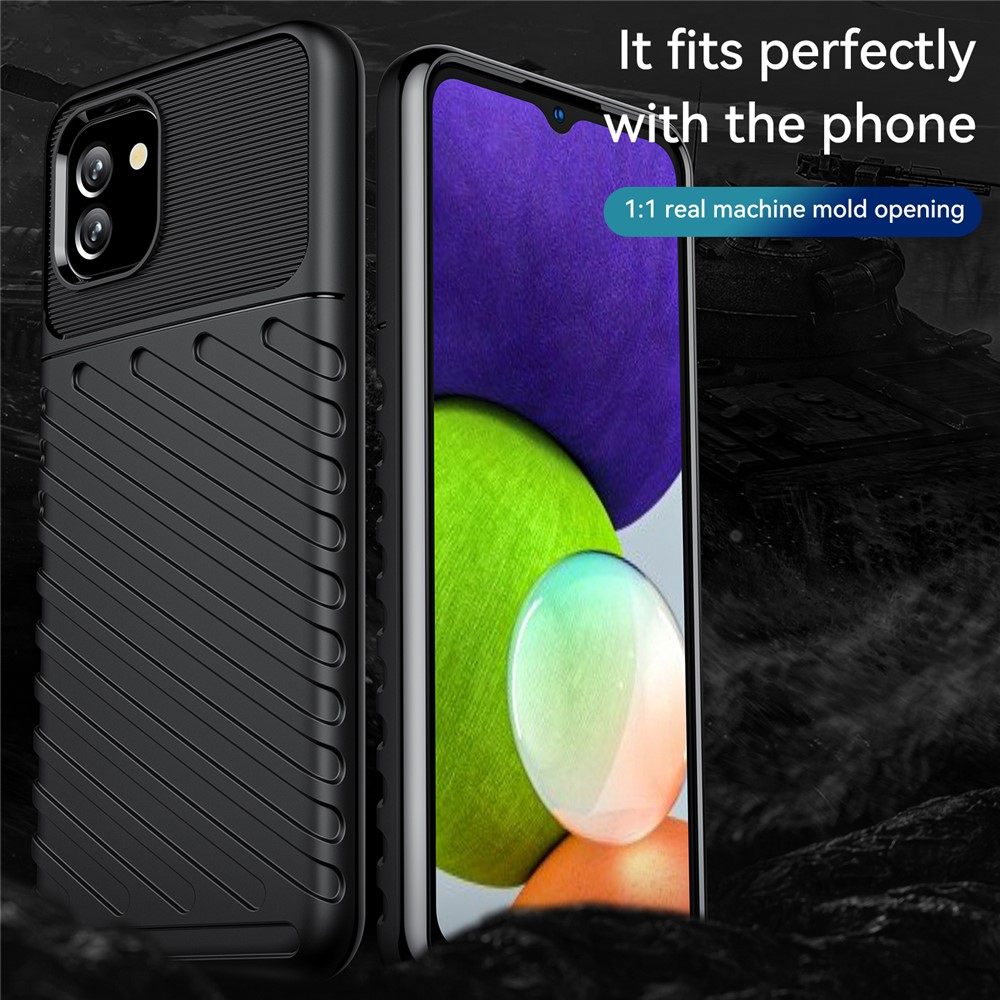 Thunder Series Twill Design Thickened TPU Shockproof Anti-Scratch Protective Cover Case for Samsung Galaxy A03 - Black-2