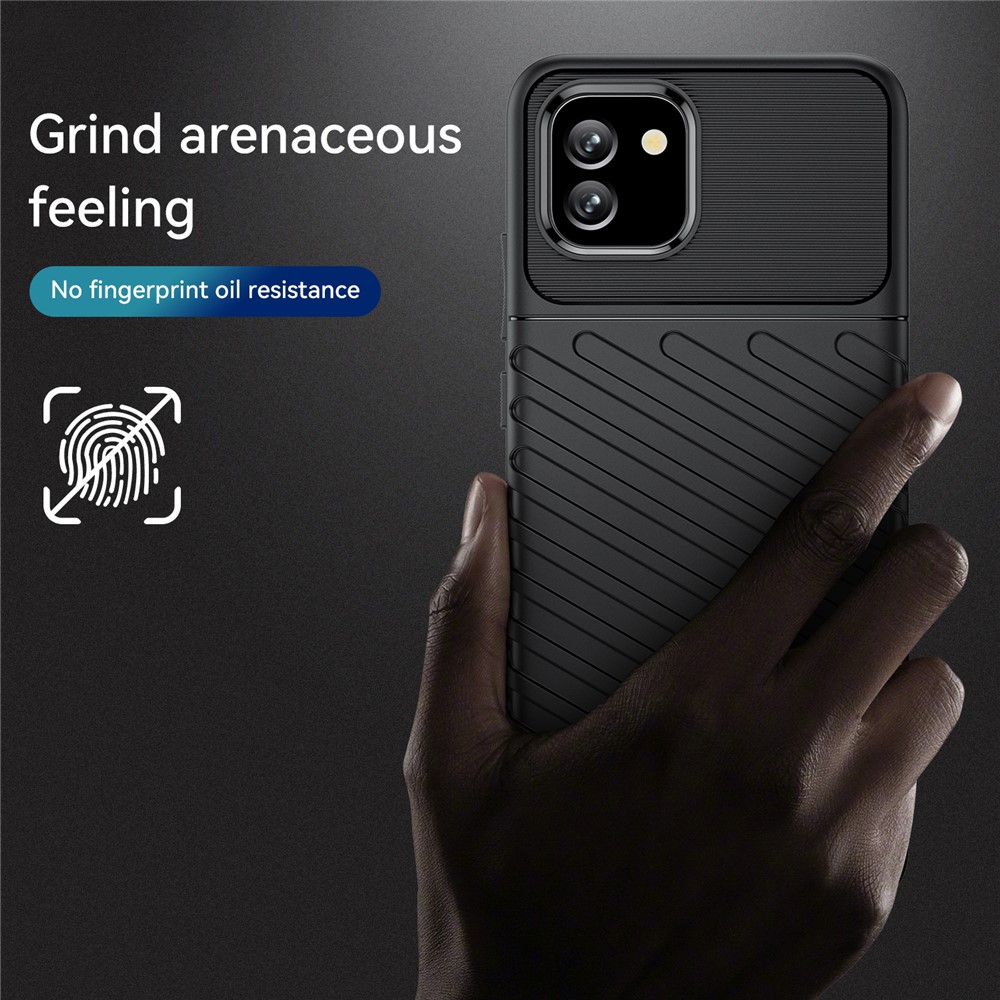 Thunder Series Twill Design Thickened TPU Shockproof Anti-Scratch Protective Cover Case for Samsung Galaxy A03 - Black-3