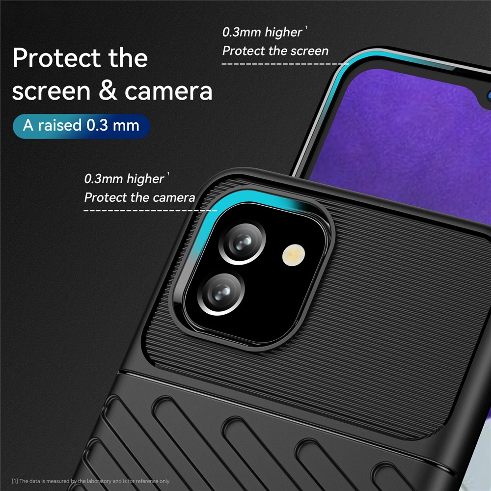 Thunder Series Twill Design Thickened TPU Shockproof Anti-Scratch Protective Cover Case for Samsung Galaxy A03 - Black-4