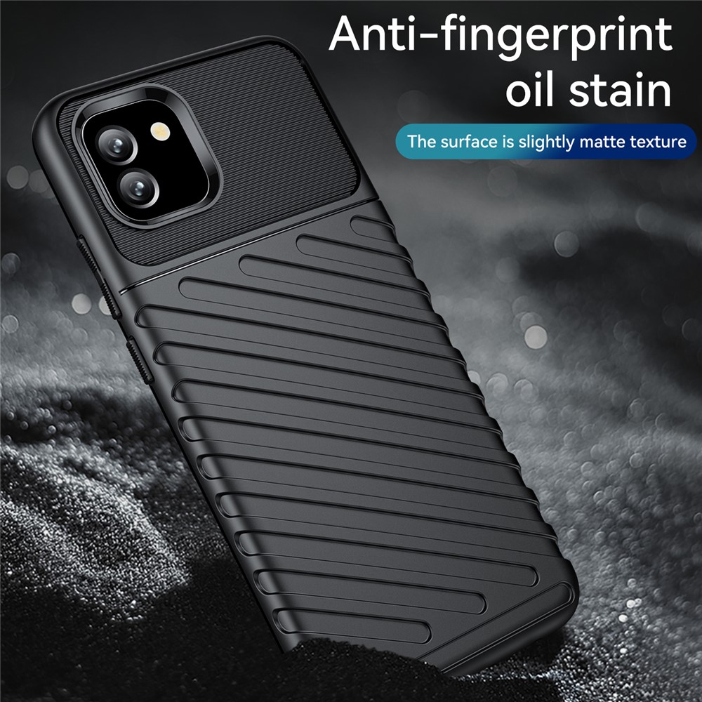 Thunder Series Twill Design Thickened TPU Shockproof Anti-Scratch Protective Cover Case for Samsung Galaxy A03 - Black-5