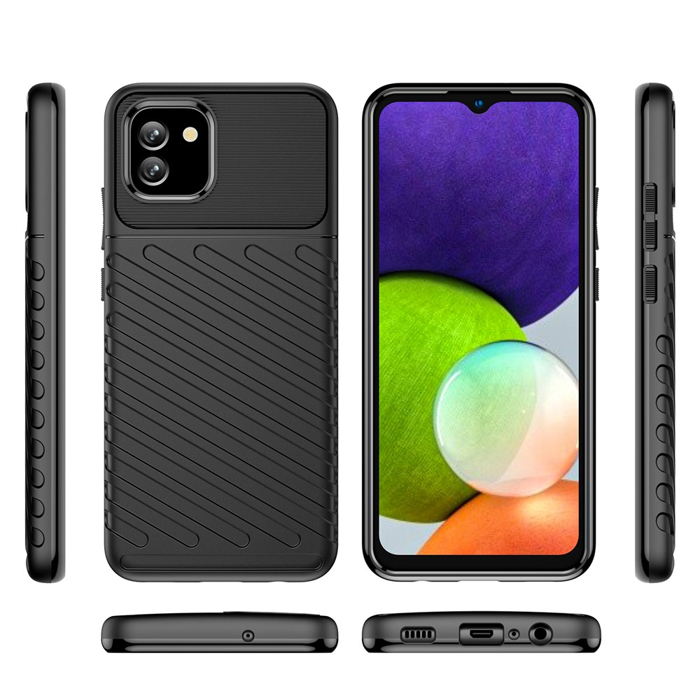 Thunder Series Twill Design Thickened TPU Shockproof Anti-Scratch Protective Cover Case for Samsung Galaxy A03 - Black-8