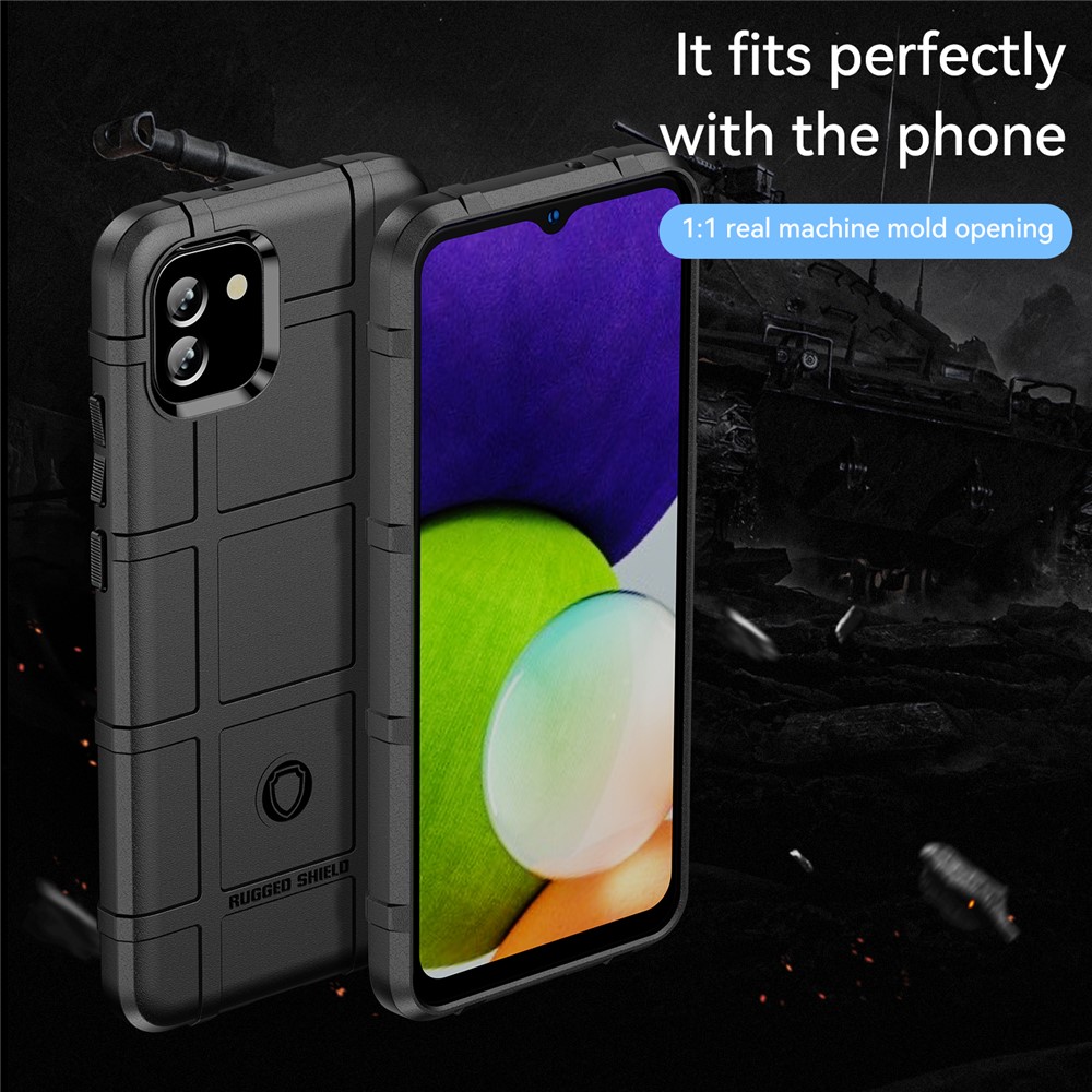 Rugged Square Grid Design Thickened TPU Shockproof Protective Back Cover for Samsung Galaxy A03 - Black-2