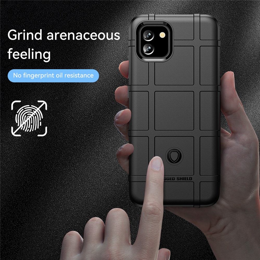Rugged Square Grid Design Thickened TPU Shockproof Protective Back Cover for Samsung Galaxy A03 - Black-3