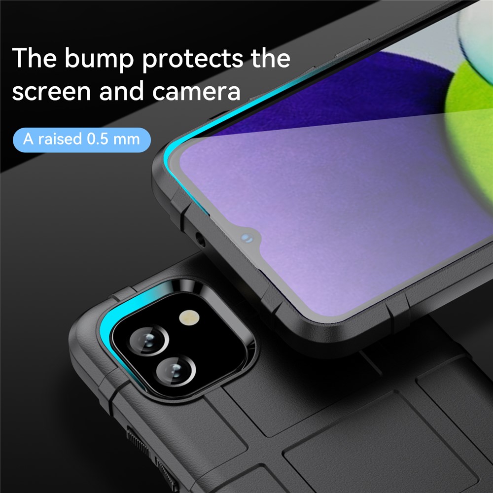 Rugged Square Grid Design Thickened TPU Shockproof Protective Back Cover for Samsung Galaxy A03 - Black-4
