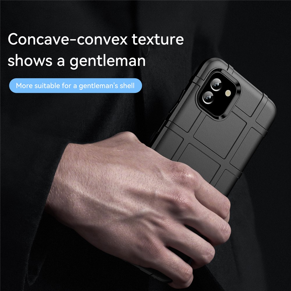 Rugged Square Grid Design Thickened TPU Shockproof Protective Back Cover for Samsung Galaxy A03 - Black-5