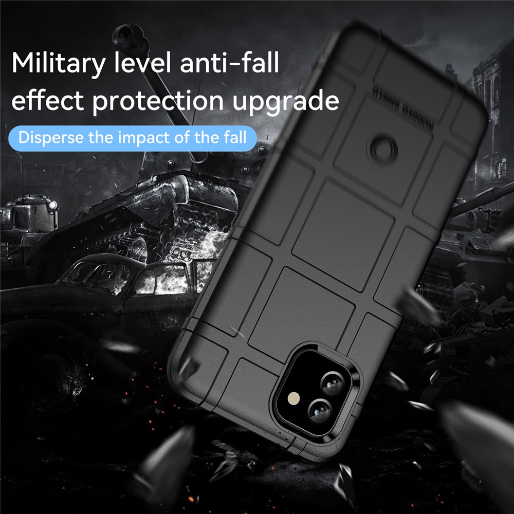 Rugged Square Grid Design Thickened TPU Shockproof Protective Back Cover for Samsung Galaxy A03 - Black-7