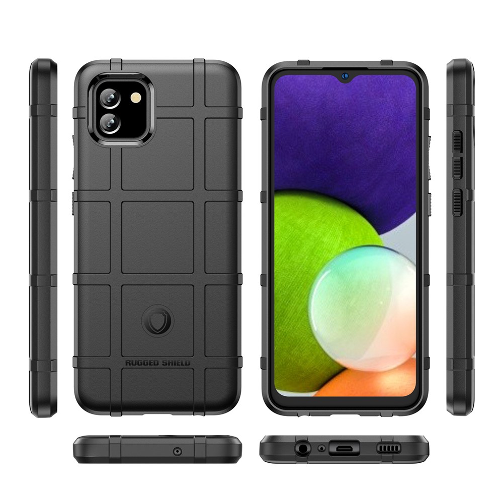 Rugged Square Grid Design Thickened TPU Shockproof Protective Back Cover for Samsung Galaxy A03 - Black-8