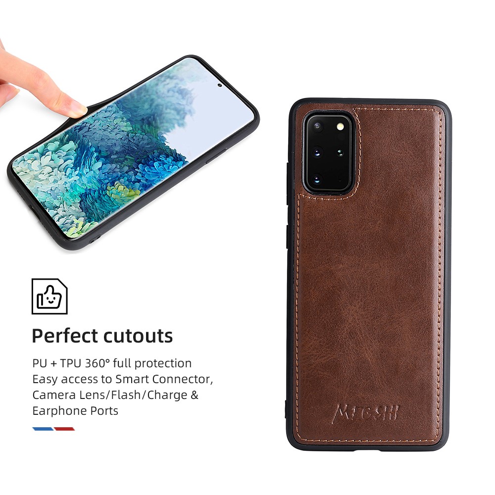 MEGSHI 020 Series PU Leather Wallet Case Magnetic Detachable Flip Folio Cover with Shoulder Strap for Samsung Galaxy S20 Plus 4G/5G - Brown-8