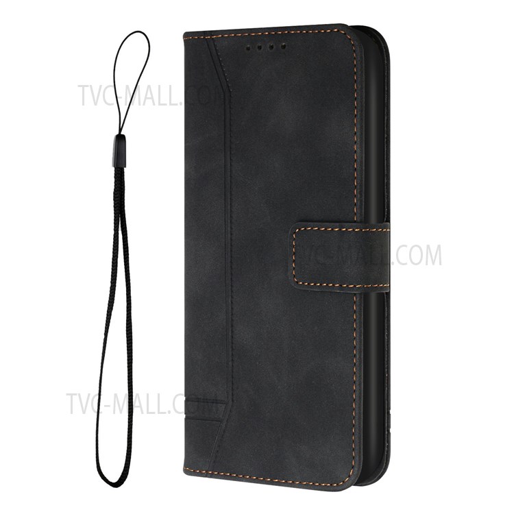 003 Series SMILE Letter Heart Imprinted Phone Stand Case Leather Wallet Cover for Samsung Galaxy M51/F62/M62 - Black-2