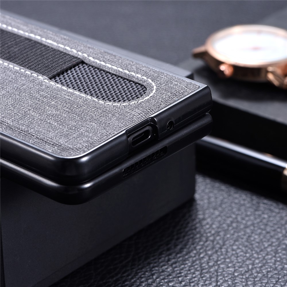 For Samsung Galaxy Z Fold3 5G Cloth Texture Anti-fingerprint Stylus Pen Slots Design PC+Leather Phone Case Shell - Red-6