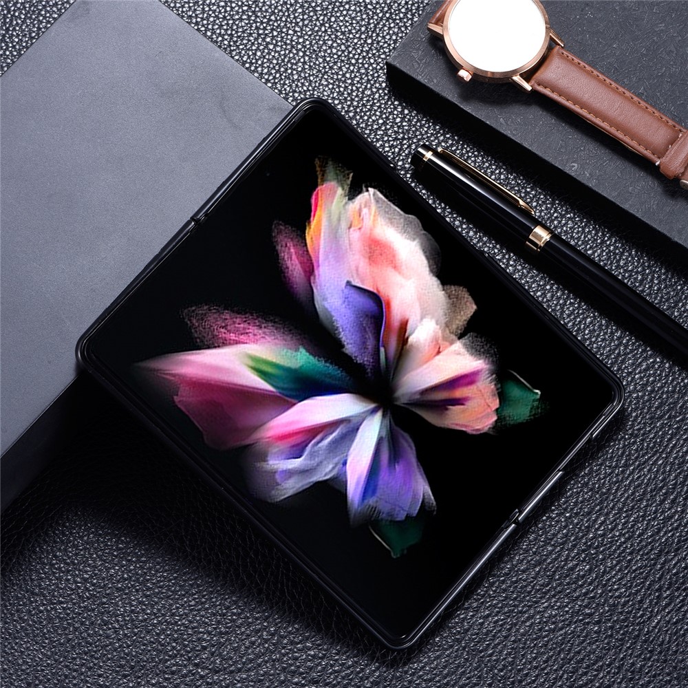 For Samsung Galaxy Z Fold3 5G Cloth Texture Anti-fingerprint Stylus Pen Slots Design PC+Leather Phone Case Shell - Red-8