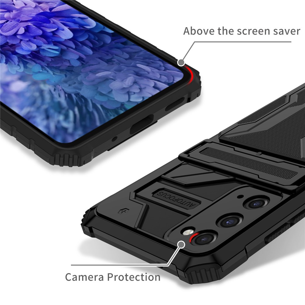 Detachable Card Slot Design PC + TPU Phone Hybrid Case Shell with Kickstand for Samsung Galaxy S20 FE - Black-4
