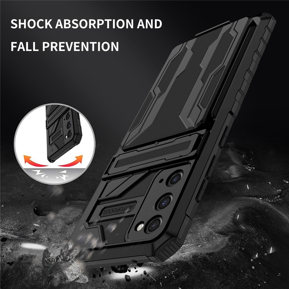 Detachable Card Slot Design PC + TPU Phone Hybrid Case Shell with Kickstand for Samsung Galaxy S20 FE - Black-6
