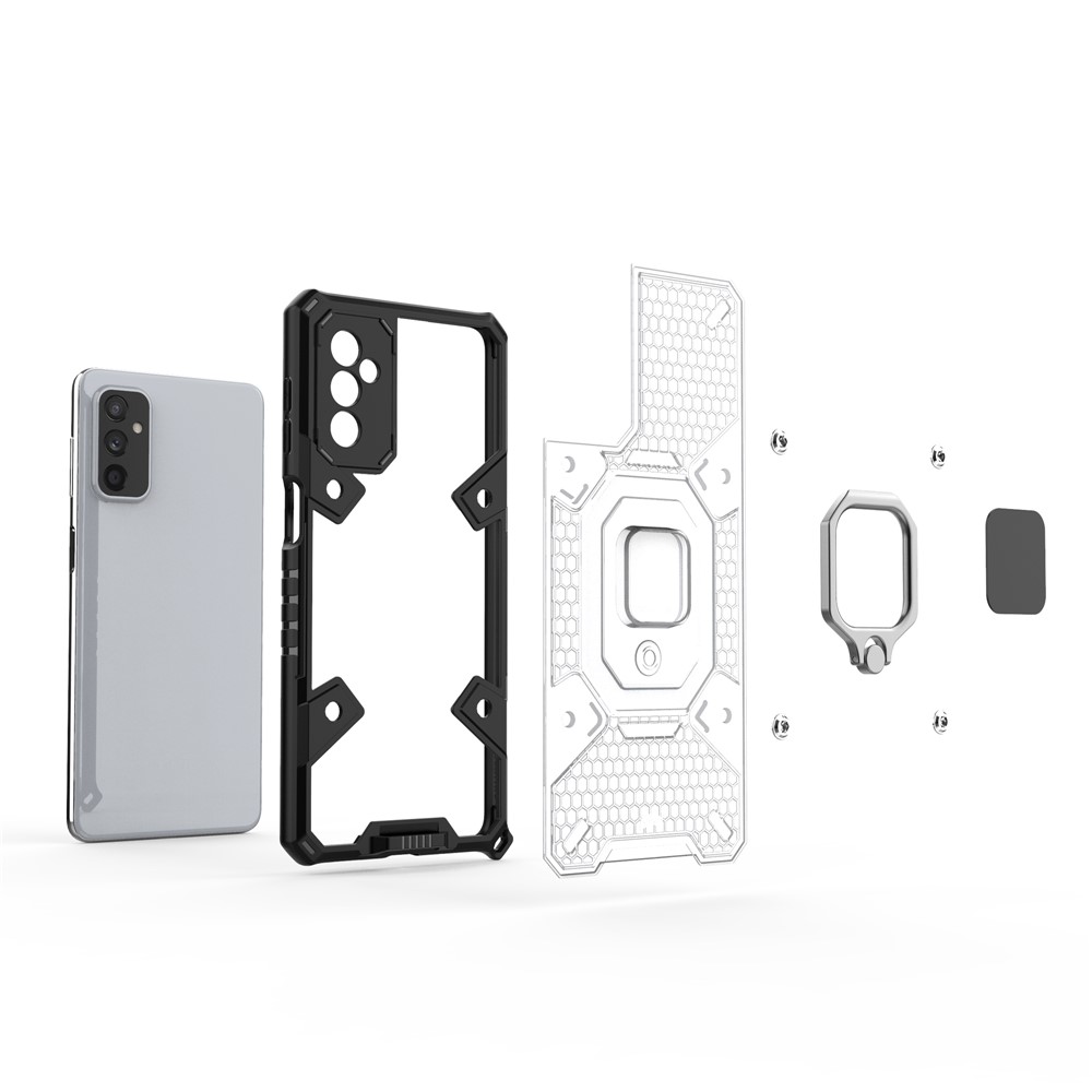 Ring Kickstand Design Scratch-resistant Anti-fingerprint Heavy Duty Soft TPU + Hard PC Phone Case Cover for Samsung Galaxy M52 5G - Grey-3