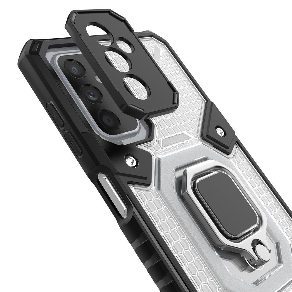 Ring Kickstand Design Scratch-resistant Anti-fingerprint Heavy Duty Soft TPU + Hard PC Phone Case Cover for Samsung Galaxy M52 5G - Grey-4