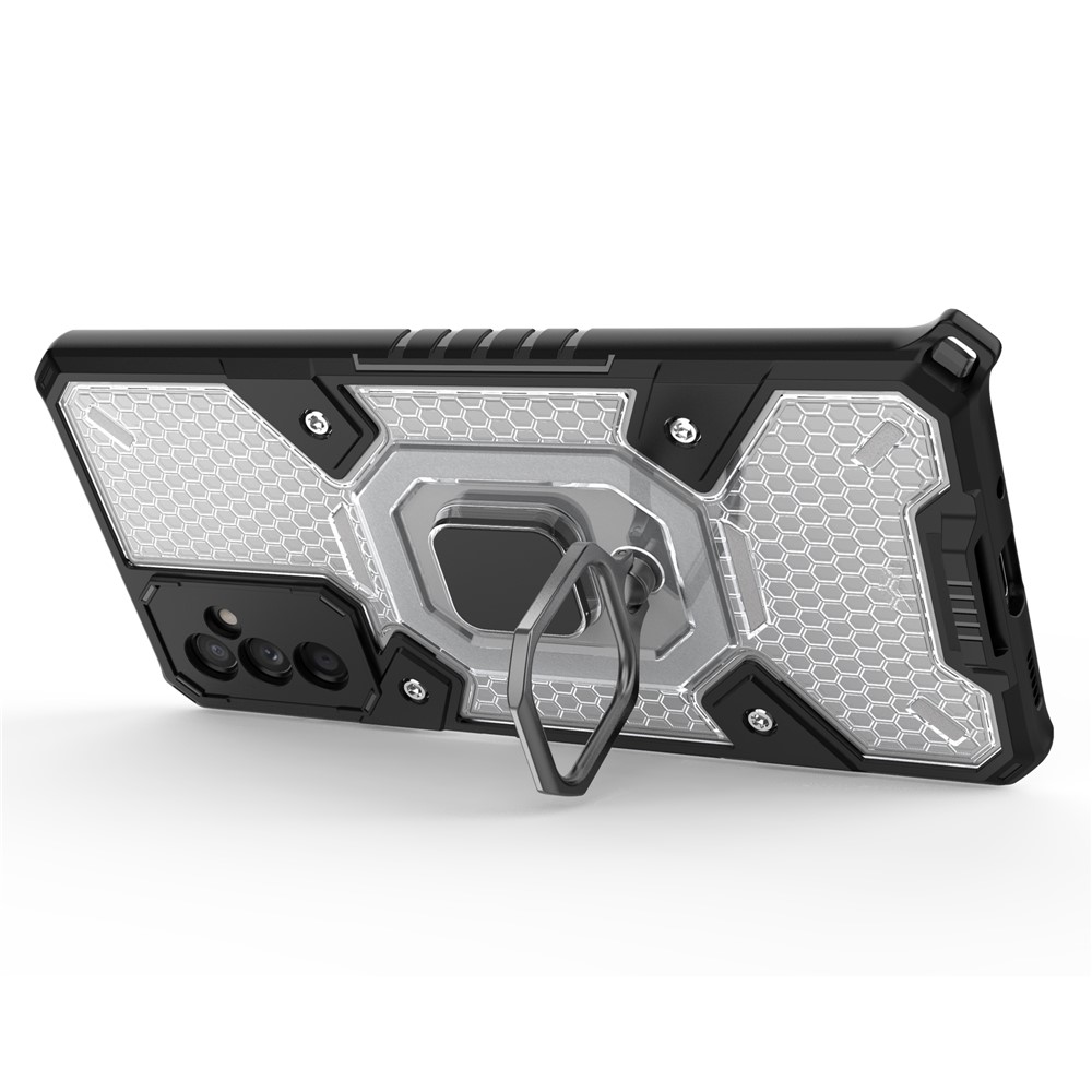 Ring Kickstand Design Scratch-resistant Anti-fingerprint Heavy Duty Soft TPU + Hard PC Phone Case Cover for Samsung Galaxy M52 5G - Grey-5