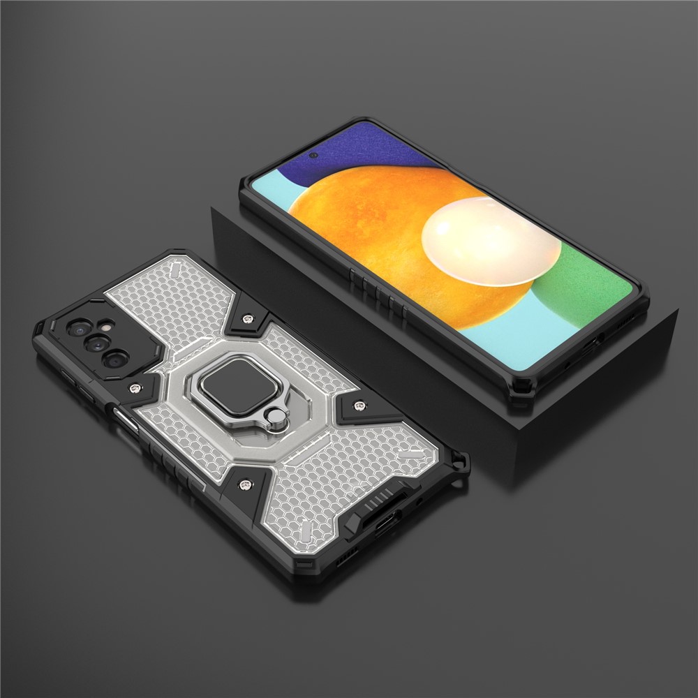 Ring Kickstand Design Scratch-resistant Anti-fingerprint Heavy Duty Soft TPU + Hard PC Phone Case Cover for Samsung Galaxy M52 5G - Grey-8