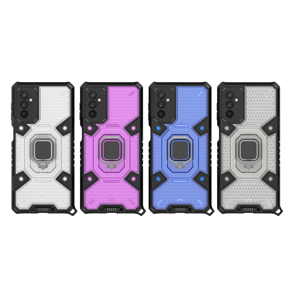 Ring Kickstand Design Scratch-resistant Anti-fingerprint Heavy Duty Soft TPU + Hard PC Phone Case Cover for Samsung Galaxy M52 5G - Grey-9