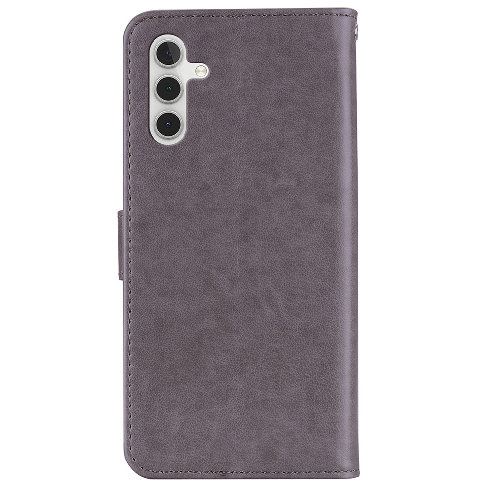 Rhinestone Decor Flip PU Leather Magnetic Clasp Case Wallet Stand Owl Flower Imprinted Shell Cover with Strap for Samsung Galaxy A13 5G - Grey-3