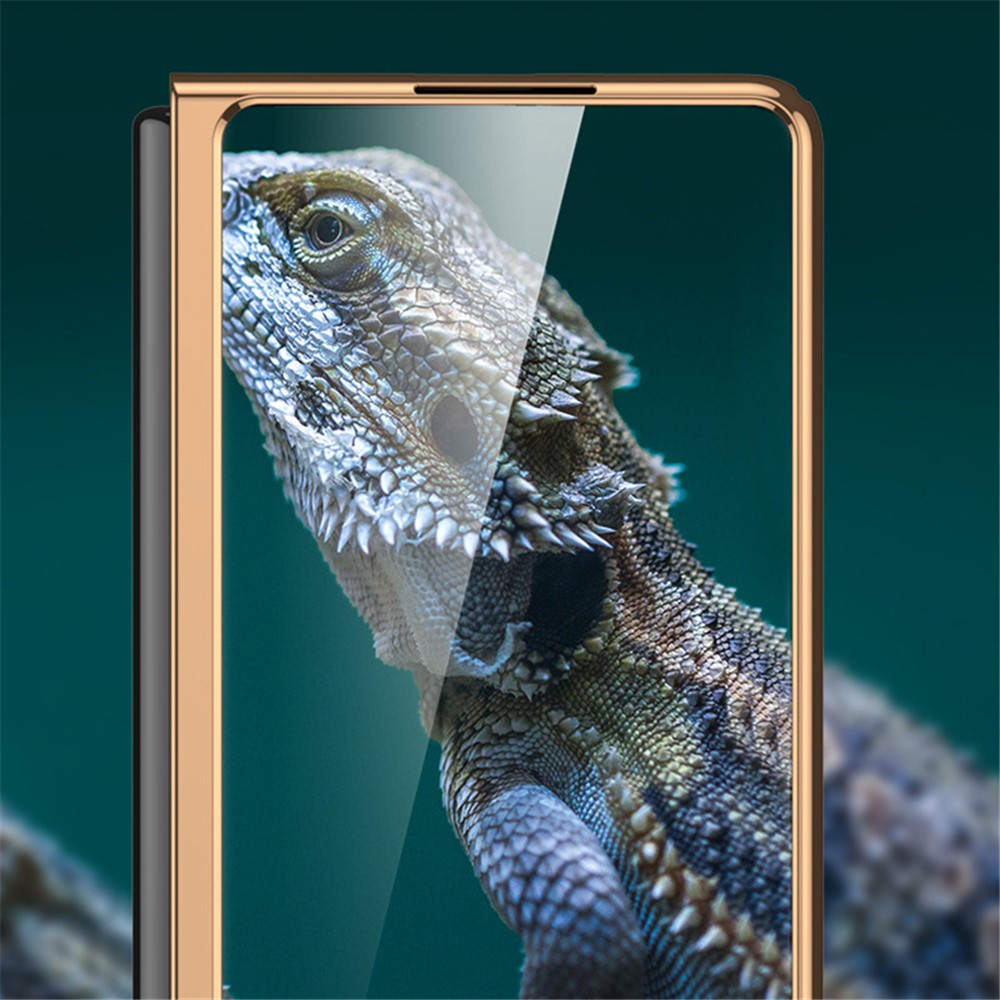 All-inclusive Front Glass Phone Shell Anti-Drop Pattern Printing Super Thin Folding Phone Case for Samsung Galaxy Z Fold2 5G/W21 - Black/Gold/Marble-5