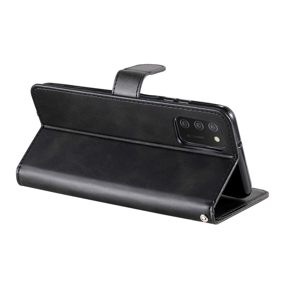 PU Leather Phone Case Drop-Resistant Folio Flip Stand Wallet Zipper Pocket Design Case for Samsung Galaxy A03s (164.2 x 75.9 x 9.1mm) - Black-9