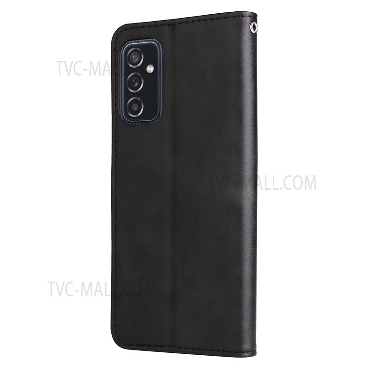 Folding PU Leather Phone Case Zipper Pocket Design Wallet Case with Adjustable Stand for Samsung Galaxy M52 5G - Black-2