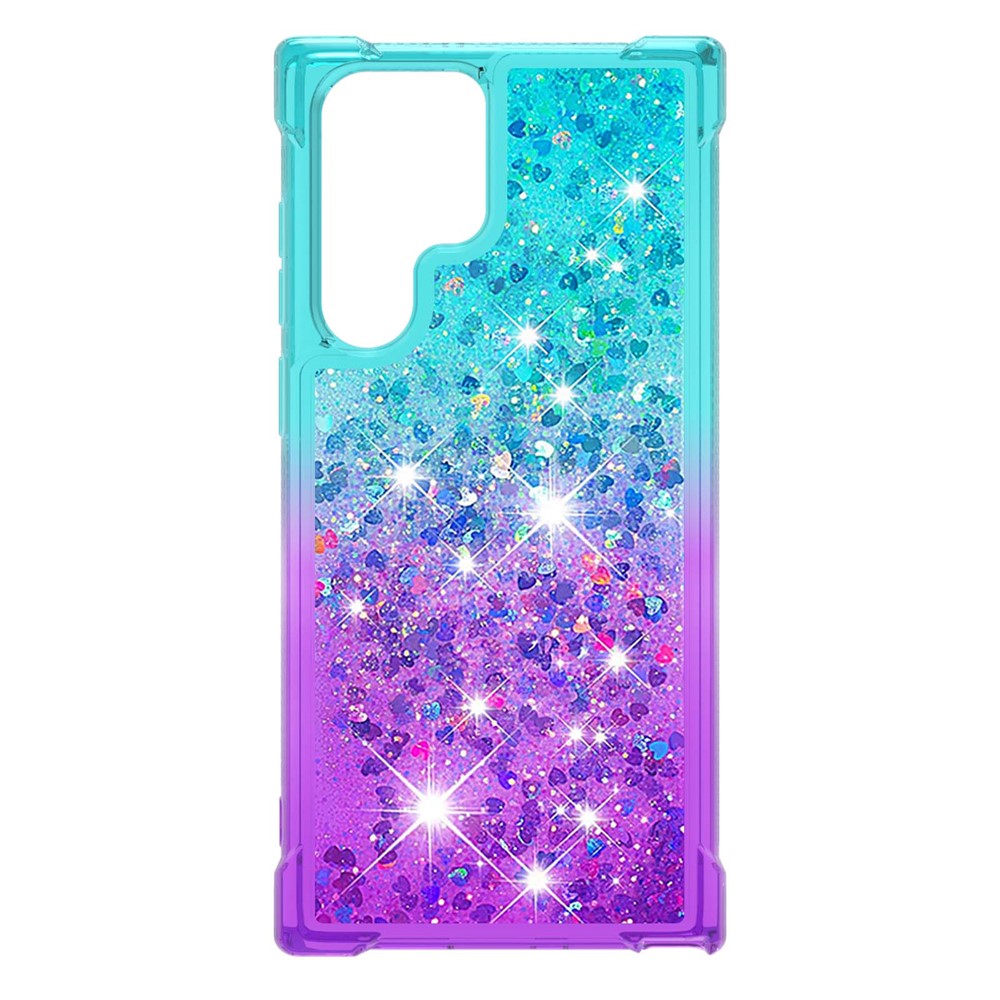 Gradient Quicksand Series Liquid Flowing Sparkle Scratch-resistant Soft TPU Phone Cover for Samsung Galaxy S22 Ultra - Sky Blue/Purple-2